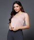 Sleeveless Vneck Satin Top -Beige